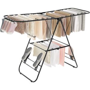 Rebrilliant Steel Foldable Gullwing Drying Rack Black 147cm W x 51cm D Rebrilliant Steel Foldable Gullwing Drying Rack Black 147cm W x 51cm D