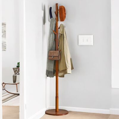 Brayden Studio Aylla Hook Adjustable Height Wooden Coat Stand Hat Rack Entryway Hallway Furniture Brown 180cm H X 38cm W X 38cm D Brayden Studio Aylla Hook Adjustable Height Wooden Coat Stand Hat Rack Entryway Hallway Furniture Brown 180cm H X 38cm W X 38cm D