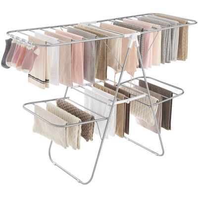 Rebrilliant 2-Level Clothes Airer, Foldable Clothes Drying Rack, Laundry Rack With Height-Adjustable Wings, Free-Standing Clothes Horse, Indoor Outdoor Use, Bed L 171cm H X 157cm W X 56cm D Rebrilliant 2-Level Clothes Airer, Foldable Clothes Drying Rack, Laundry Rack With Height-Adjustable Wings, Free-Standing Clothes Horse, Indoor Outdoor Use, Bed L 171cm H X 157cm W X 56cm D