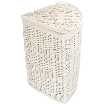 August Grove Wicker Lined Corner Laundry Bin Basket White Wash/White Lining Large (60cm H x 46cm W x 46cm D) August Grove Wicker Lined Corner Laundry Bin Basket White Wash/White Lining Large (60cm H x 46cm W x 46cm D)