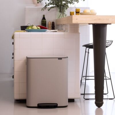 Brabantia Bo 30 Litre + 30 Litre Pedal Bin with Two Inner Buckets Soft Grey 60L Brabantia Bo 30 Litre + 30 Litre Pedal Bin with Two Inner Buckets Soft Grey 60L