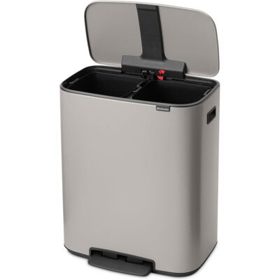 Brabantia Bo 30 Litre + 30 Litre Pedal Bin with Two Inner Buckets Soft Grey 60L Brabantia Bo 30 Litre + 30 Litre Pedal Bin with Two Inner Buckets Soft Grey 60L