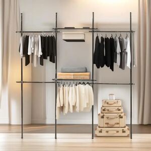 FURNOLD Adjustable Metal Clothes Rack, Garment Rail Organiser, Bedroom Furniture black 1.0 D cm
