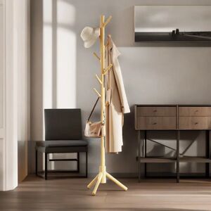 Borough Wharf 8 - Hook Wooden Coat Stand With Adjustable Height Hallway Bedroom Furniture brown 183.0 H x 39.0 W x 39.0 D cm