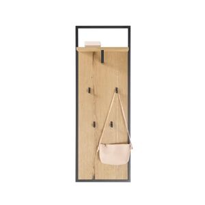 MCA Furniture 4 - Hook Wall Mounted Coat Rack with Storage in Oak brown 125.0 H x 44.0 W x 27.0 D cm