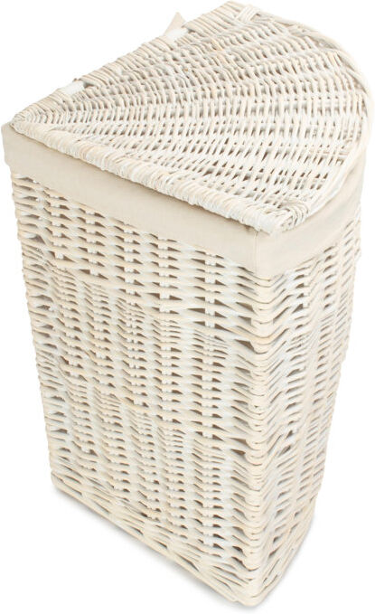 August Grove Wicker Lined Corner Laundry Bin Basket Antique Wash Small (50cm H x 33cm W x 33cm D)