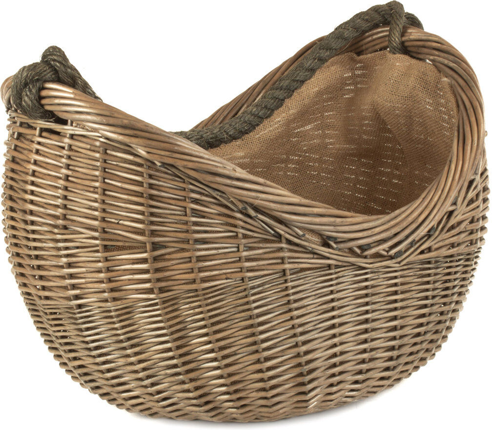 August Grove Wicker Rope Handled Carrying Basket Antique Wash