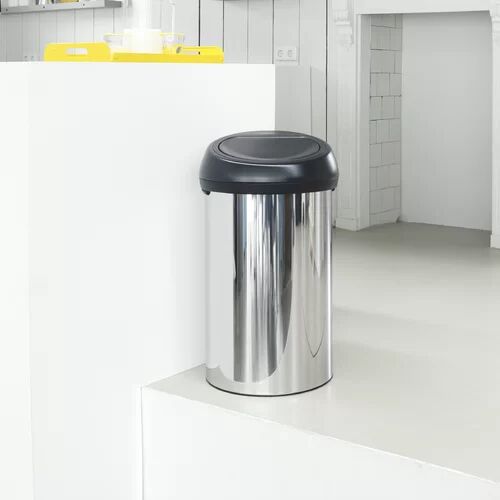 Brabantia 60 Litre Touch Top Rubbish Bin Brabantia Colour: Brilliant Steel / Matt Black  - Size: 1cm H x 45cm W x 36cm D