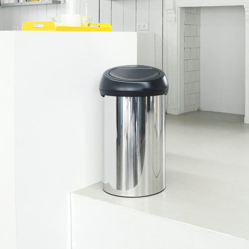 Brabantia 60 Litre Touch Top Rubbish Bin Brabantia Colour: Brilliant Steel / Matt Black  - Size: 20cm H X 20cm W X 20cm D Brabantia 60 Litre Touch Top Rubbish Bin Brabantia Colour: Brilliant Steel / Matt Black  - Size: 20cm H X 20cm W X 20cm D