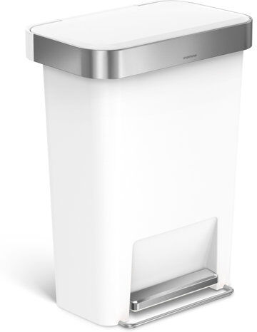 simplehuman 45-Litre Rectangular Step Pedal Bin with Liner Pocket simplehuman Colour: White  - Size: 14cm H x 80cm W x 30cm D simplehuman 45-Litre Rectangular Step Pedal Bin with Liner Pocket simplehuman Colour: White  - Size: 14cm H x 80cm W x 30cm D