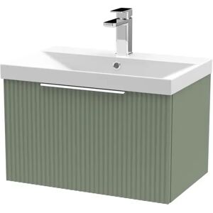 Hudson Reed Fluted 610mm Wall Hung Single Vanity Unit brown/white 40.9 H x 61.0 W x 39.5 D cm