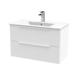 Hudson Reed Fluted 805mm Wall Hung Single Vanity Unit white 51.8 H x 80.5 W x 39.5 D cm