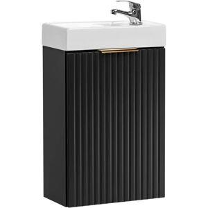 Ebern Designs Luxandra 40 Single Bathroom Vanity Base Only in Black Matte black/brown 65.0 H x 40.0 W x 22.0 D cm