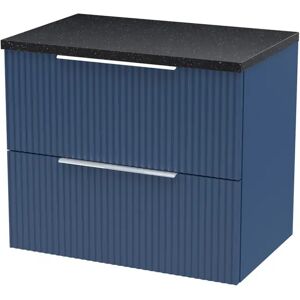 Hudson Reed Fluted 600Mm Wall Hung 2-Drawer Vanity & Laminate Worktop blue