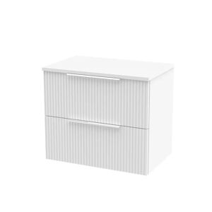Hudson Reed Fluted 600mm Wall Hung Single Vanity Unit with Worktop white 51.8 H x 60.5 W x 39.0 D cm