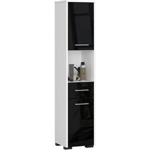 Ebern Designs Floreta 140Cm H Free-Standing Tall Bathroom Cabinet white/black 140.0 H x 30.0 W x 30.0 D cm