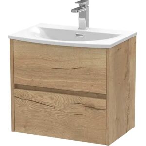 Hudson Reed Havana 600mm Wall Mounted Single Bathroom Vanity with Vitreous China Vanity Top brown/white 60.0 W x 44.0 D cm