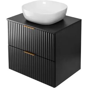 Ebern Designs Marthell 60cm Wall Mounted Single Bathroom Vanity Base Only black 58.6 H x 60.0 W x 46.0 D cm