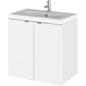 Hudson Reed Fusion Ceramic 500mm Wall Hung Single Vanity Unit brown/white 57.9 H x 50.5 W x 36.0 D cm