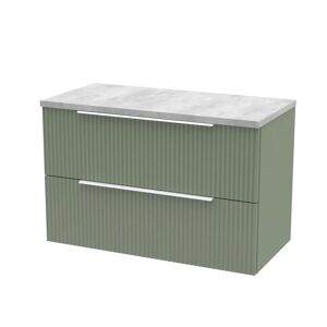 Hudson Reed Fluted 805mm Wall Hung Single Vanity Base Only green 52.2 H x 80.5 W x 39.0 D cm