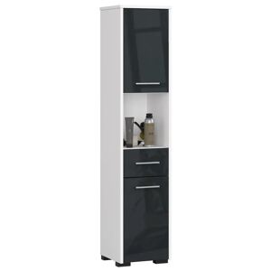 Ebern Designs Floreta 140Cm H Free-Standing Tall Bathroom Cabinet gray/white 140.0 H x 30.0 W x 30.0 D cm