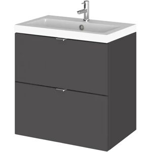 Fusion Hudson Reed 500mm Wall Hung Single Vanity Unit brown/white 57.9 H x 50.5 W x 36.0 D cm