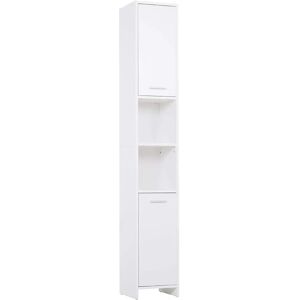 Ebern Designs Revamp 30cm W x 190cm H x 30Cm D Tall Bathroom Cabinet brown/white 190.0 H x 30.0 W x 30.0 D cm