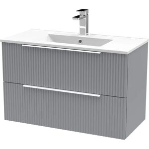 Hudson Reed Fluted 805mm Wall Hung Single Vanity Unit gray 51.8 H x 80.5 W x 39.5 D cm