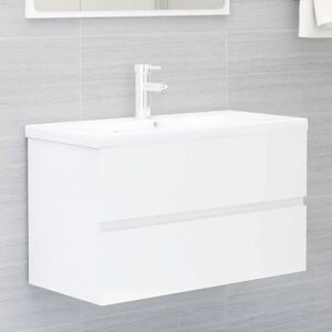 Ebern Designs Adjoa Sink Cabinet 80x38.5x45 cm Engineered Wood white/black 45.0 H x 80.0 W x 38.5 D cm