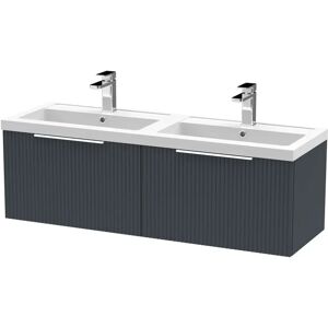 Hudson Reed Fluted 1200mm Wall Hung Double Vanity Unit gray 39.9 H x 120.5 W x 38.3 D cm