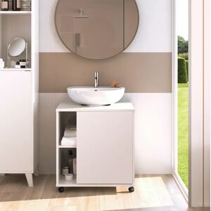 Ebern Designs Datavious 590mm Free-Standing Single Vanity Unit in White brown/white 64.0 H x 59.0 W x 45.0 D cm