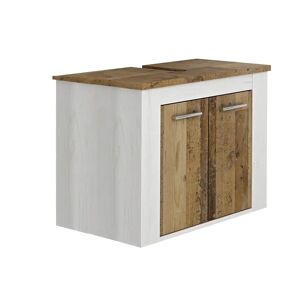 Ebern Designs Farrar 77cm Free Standing Under Sink Storage Unit brown/gray/white 55.7 H x 77.0 W x 36.0 D cm