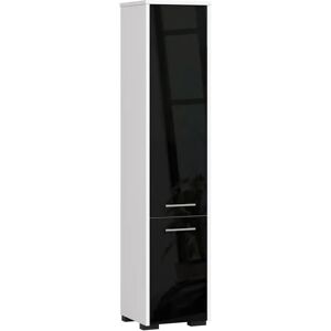 Ebern Designs Ercelle 140Cm H Free-Standing Tall Bathroom Cabinet white/black 140.0 H x 30.0 W x 30.0 D cm