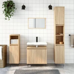 Vidaxl Bathroom Cabinet Smoked Oak 58X33x60 Cm Engineered Wood