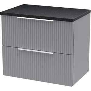 Hudson Reed Fluted 600Mm Wall Hung 2-Drawer Vanity & Laminate Worktop gray