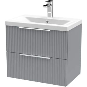 Hudson Reed Fluted 600mm Wall Hung Single Vanity Unit brown/white 54.0 H x 60.0 W x 39.0 D cm