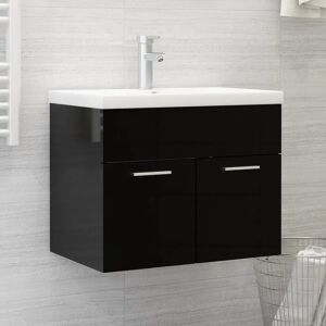 Ebern Designs Edurdo 60Cm Wall Mounted Single Bathroom Vanity Base Only in Black brown 46.0 H x 60.0 W x 38.5 D cm