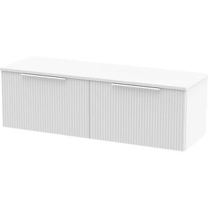 Hudson Reed Fluted 1200Mm Wall Hung 2-Drawer Vanity & Worktop white 37.7 H x 120.5 W x 39.0 D cm