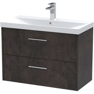 Hudson Reed Juno 800mm Wall Hung Single Vanity Unit brown/white 58.9 H x 80.0 W x 39.5 D cm