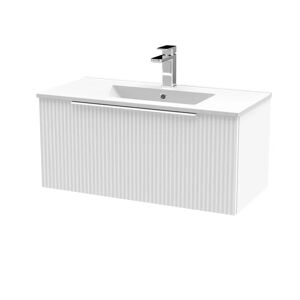 Hudson Reed Fluted 805mm Wall Hung Single Vanity white 37.7 H x 80.5 W x 39.5 D cm