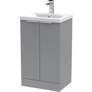 Hudson Reed Fluted 500mm Free-standing Single Vanity Unit brown/white 85.0 H x 50.0 W x 39.0 D cm