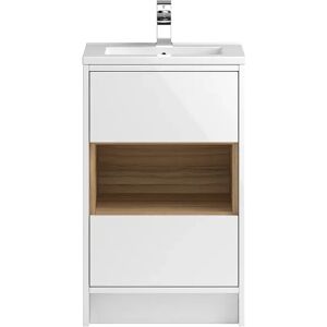 Hudson Reed Coast White Gloss 500mm Free-Standing Vanity Unit brown/gray 85.0 H x 51.0 W x 40.0 D cm