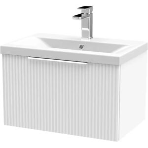 Hudson Reed Fluted 610mm Wall Hung Single Vanity white 39.9 H x 61.0 W x 39.0 D cm