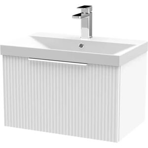 Hudson Reed Fluted 610mm Wall Hung Single Vanity Unit white 40.9 H x 61.0 W x 39.5 D cm