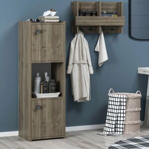 Ebern Designs 39Cm W x 120Cm H x 35Cm D Wood Free-Standing Bathroom Cabinet brown 120.0 H x 38.6 W x 35.0 D cm