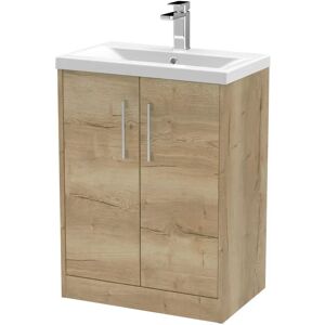 Hudson Reed Juno 600mm Free-standing Standard Single Vanity Unit brown/white 85.3 H x 60.0 W x 39.5 D cm