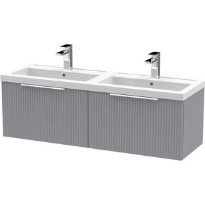 Hudson Reed Fluted 1200mm Wall Hung Double Vanity Unit gray 35.9 H x 120.5 W x 39.0 D cm