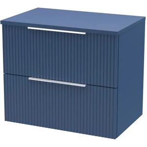 Hudson Reed Fluted 600mm Wall Hung Single Vanity Unit with Worktop blue