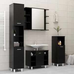 Ebern Designs Asbel 3 Piece 600mm Bathroom Furniture Suite with Mirror black