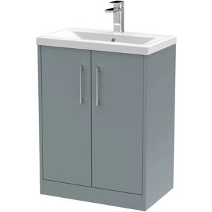 Hudson Reed Juno 600mm Free-standing Standard Single Vanity Unit brown/white